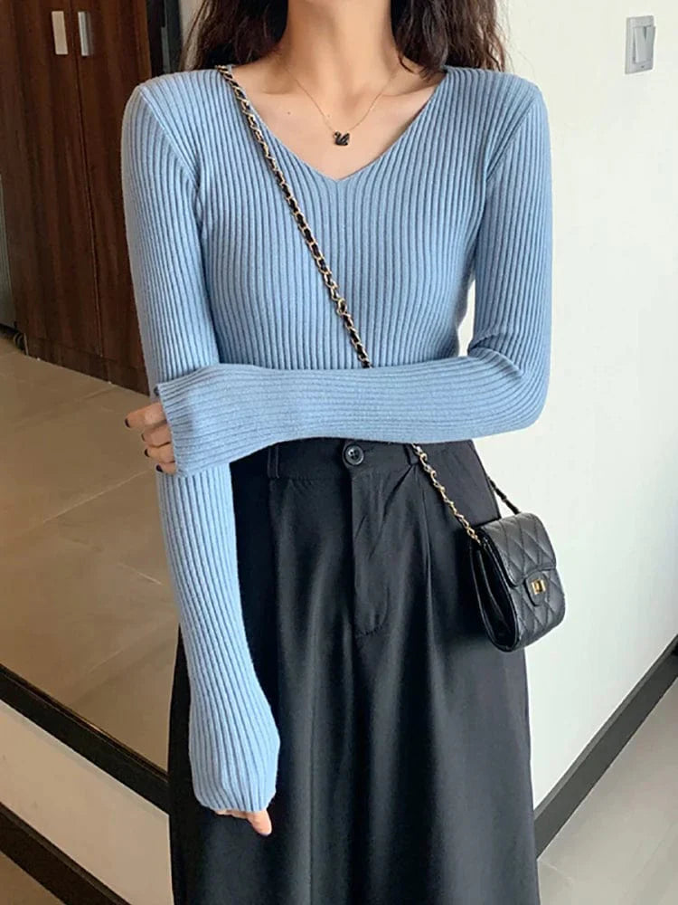 MW | Basic Strick-V-Ausschnitt-Pullover