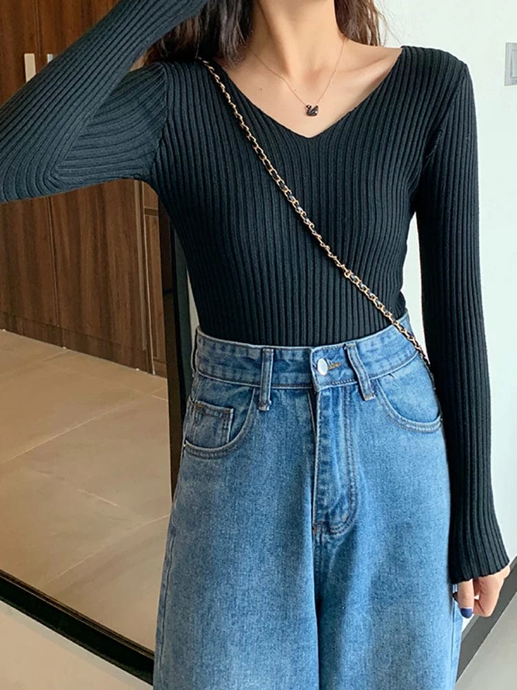 MW | Basic Strick-V-Ausschnitt-Pullover