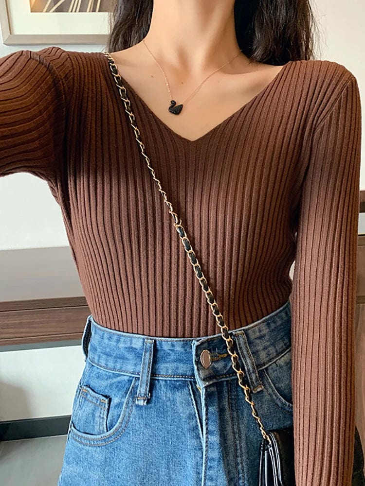 MW | Basic Strick-V-Ausschnitt-Pullover