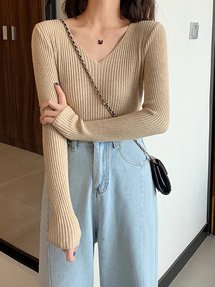 MW | Basic Strick-V-Ausschnitt-Pullover