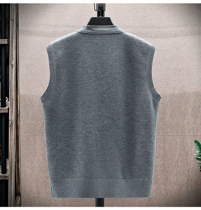 MW | Lässiger ärmelloser Pullover mit V-Ausschnitt