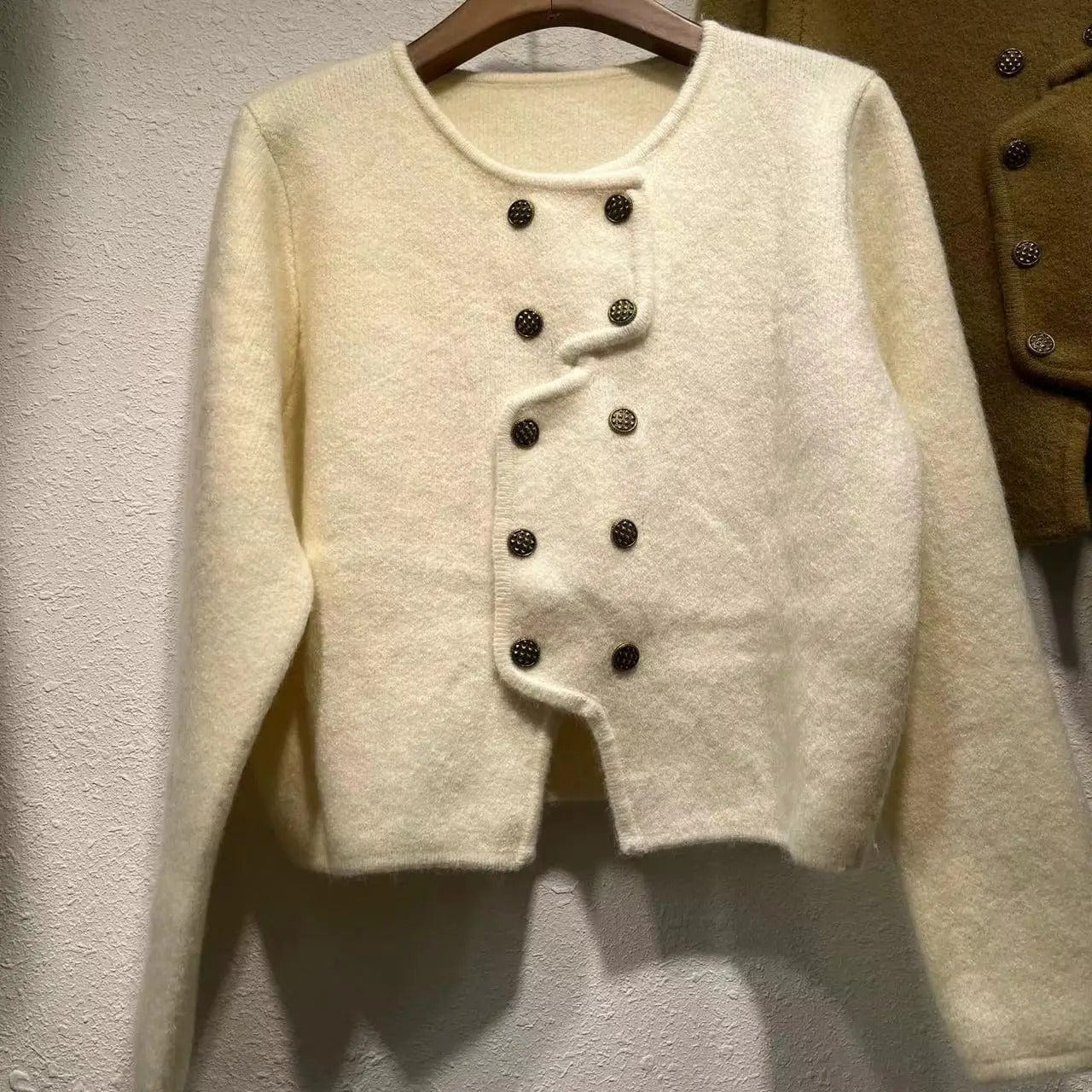 MW | Damen Pullover mit doppelreihiger Knopfleiste