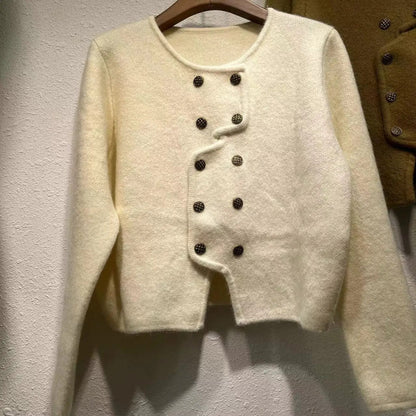 MW | Damen Pullover mit doppelreihiger Knopfleiste