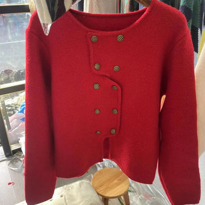 MW | Damen Pullover mit doppelreihiger Knopfleiste