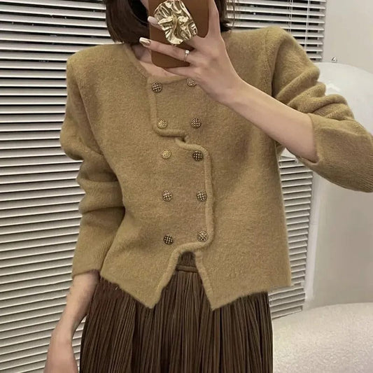 MW | Damen Pullover mit doppelreihiger Knopfleiste