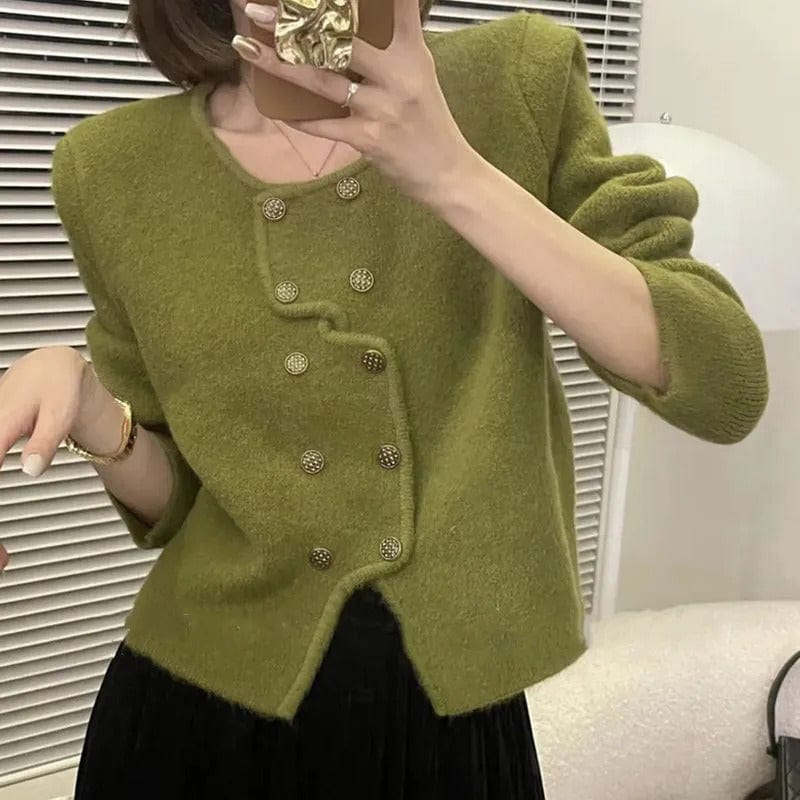 MW | Damen Pullover mit doppelreihiger Knopfleiste