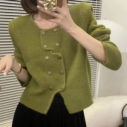 MW | Damen Pullover mit doppelreihiger Knopfleiste