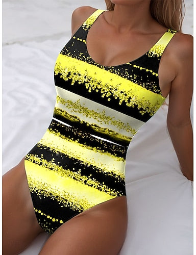Bikini 2 Piece Swimsuit Cheeky Halter Ombre Geometric V Wire Sleeveless Bathing Suits