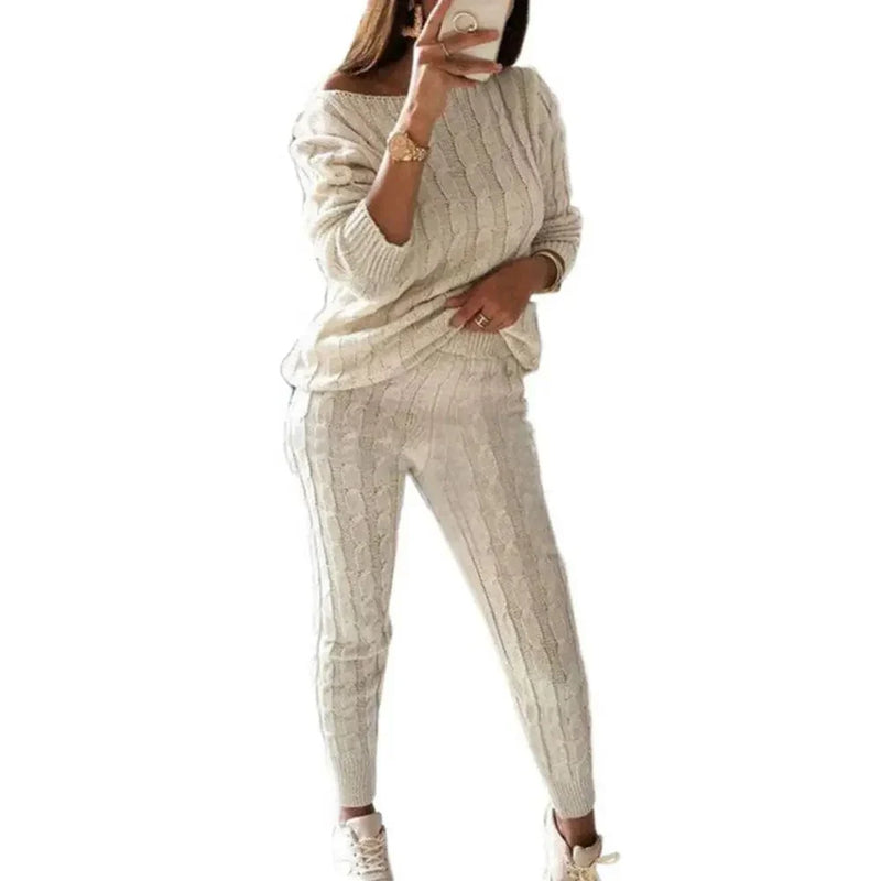 MW | MW -Damen 2-teiliger langer Strickanzug mit dickem Pullover