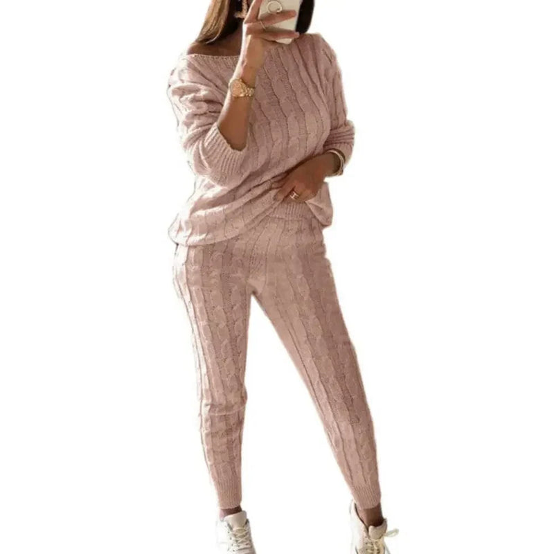 MW | MW -Damen 2-teiliger langer Strickanzug mit dickem Pullover