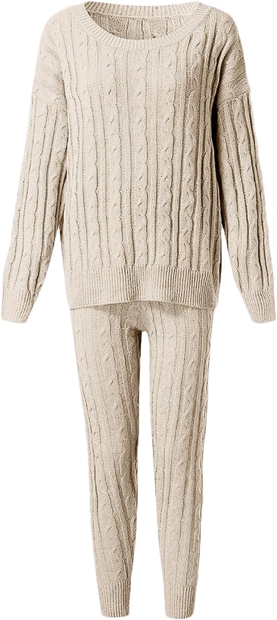 MW | MW -Damen 2-teiliger langer Strickanzug mit dickem Pullover