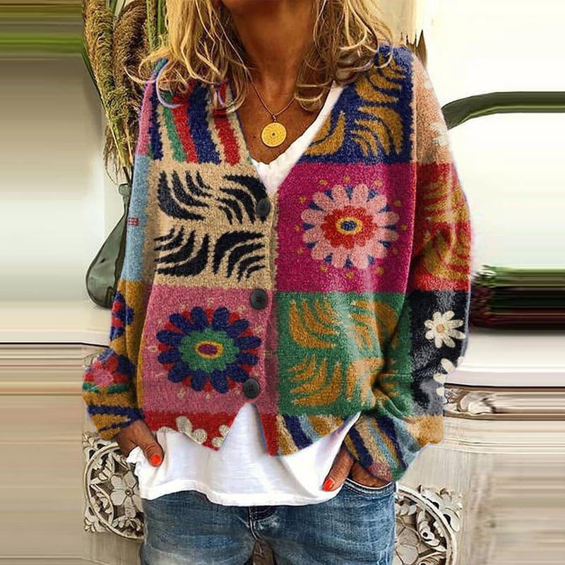KS | Bedruckte Strickjacke mit Knopfleiste