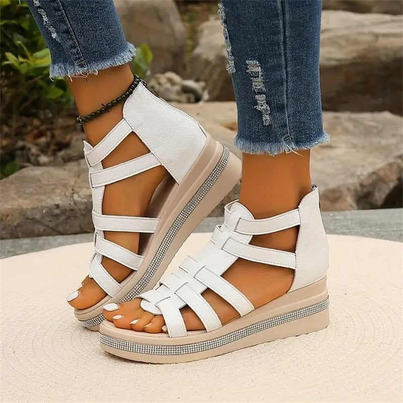MW | Mit Strass besetzte Keilsandalen