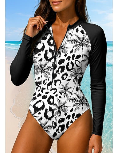 Rash Guard Zip Up Upf50+ Quick Dry Lightweight Long Sleeve Bodysuit Swim Shirt Surfing Beach Water Sports Summer