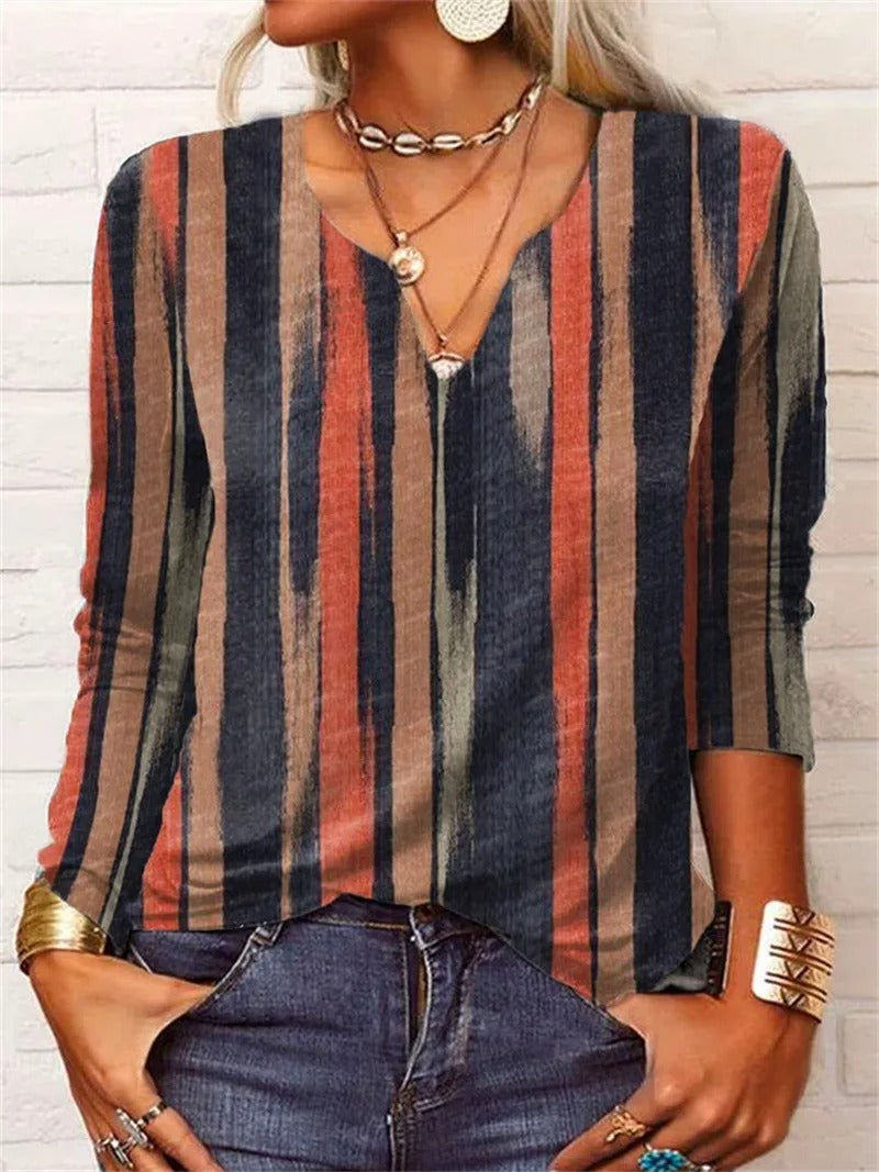 MW | langärmeliges Top mit Boho-Patchwork-Druck