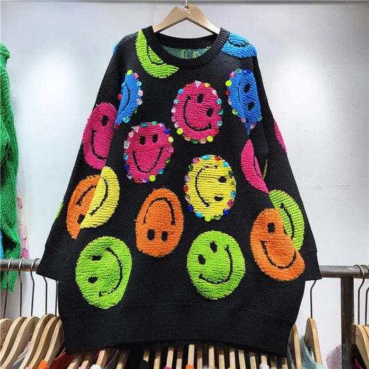 MW | Gestrickter Pullover mit Cartoon-Stickerei, modischer Pullover