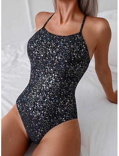 One Piece Swimsuit Slimming Monokini Tummy Control High Waist Slim Backless Vacation Beach Wear Color Scoop Neck Sleeveless Bathing Suits